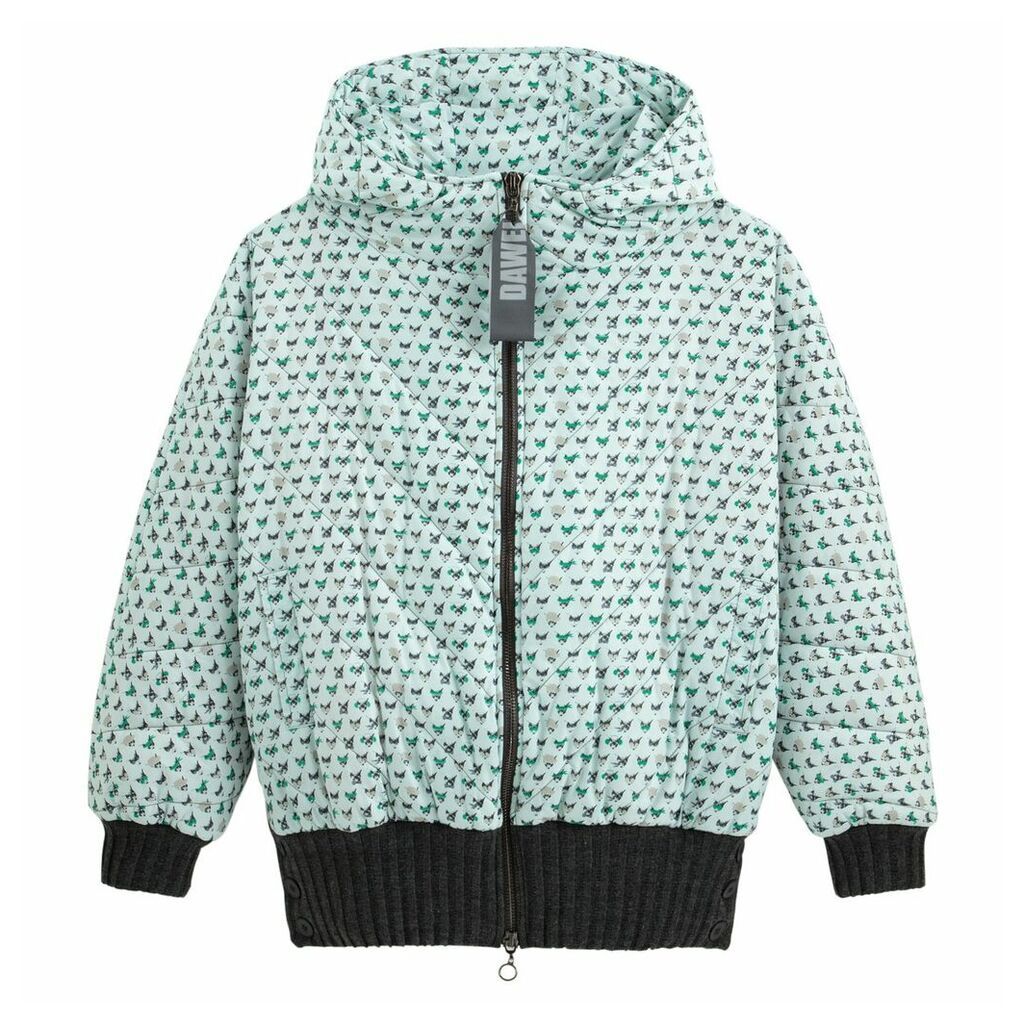 Cat Print Padded Puffer Jacket with Hood