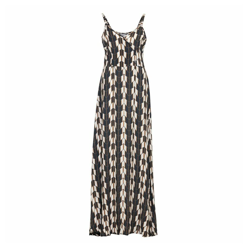 Printed Maxi Dress with Shoestring Straps
