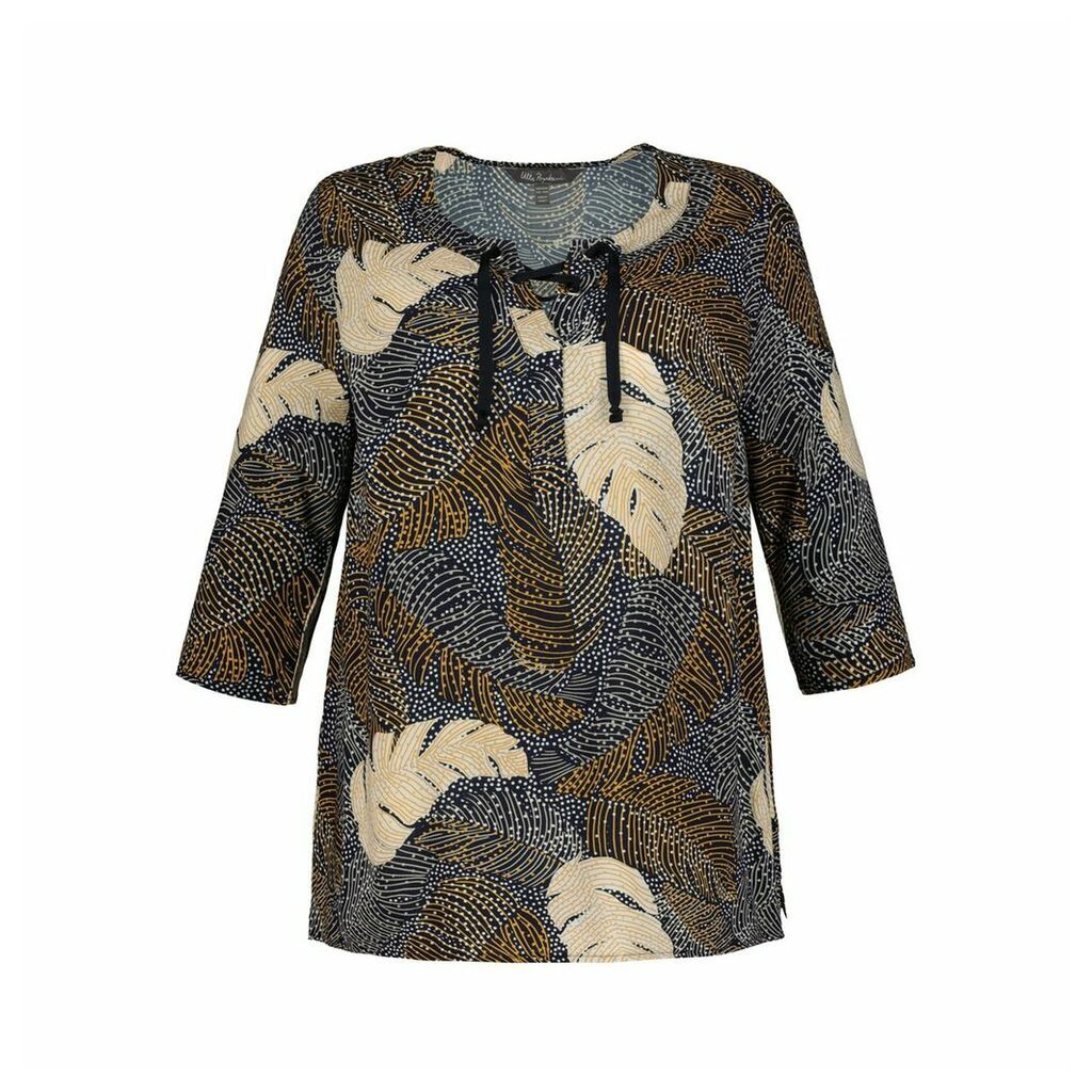 Graphic Print Blouse with 3/4 Length Sleeves