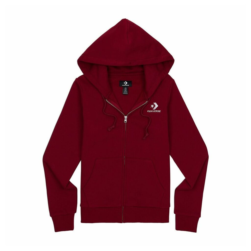 Cotton Mix Zip-Up Hoodie with Logo and Pocket