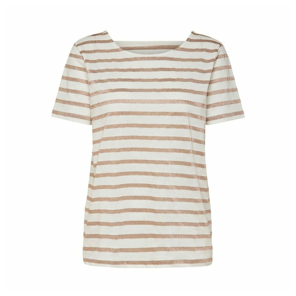 Striped Cotton Mix T-Shirt with Open Back