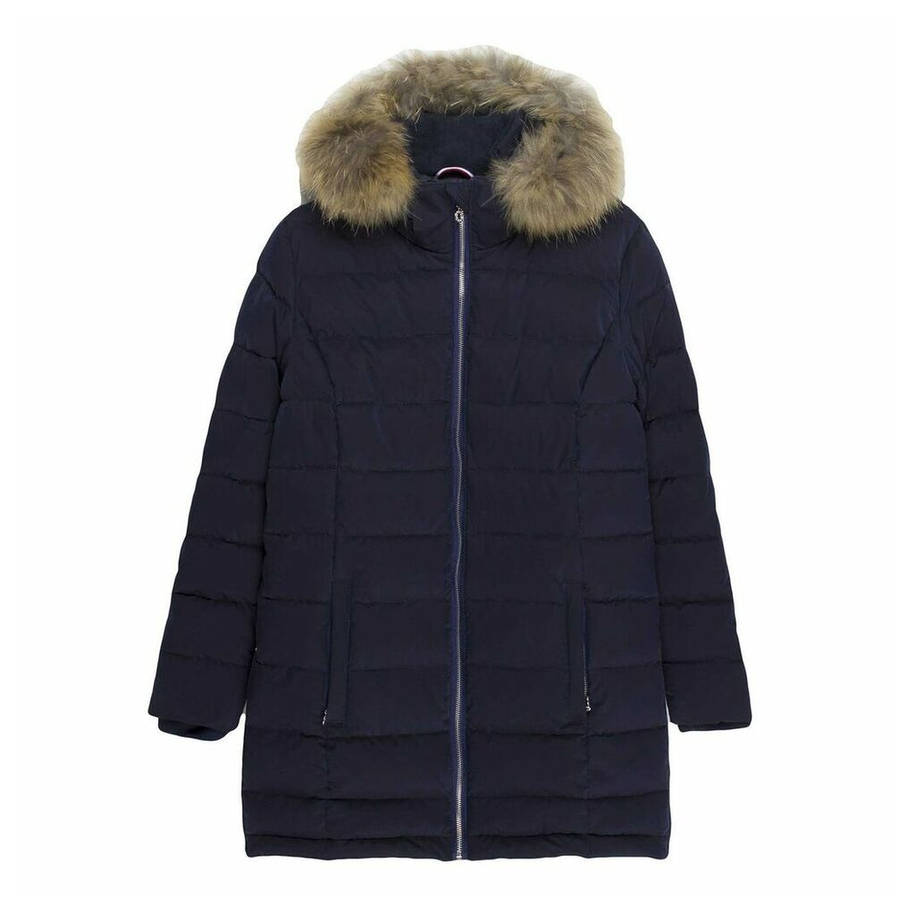 Mid-Length Fitted Padded Jacket with Hood