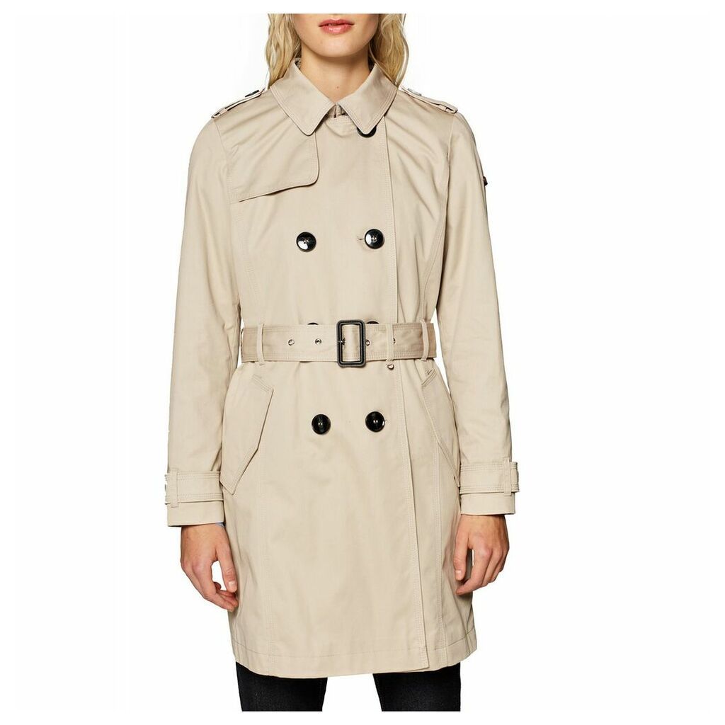 Cotton Double-Breasted Trench Coat with Pockets