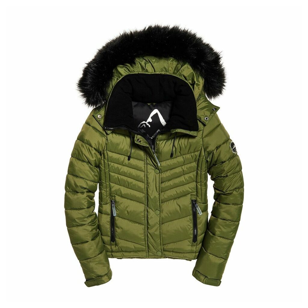 Fuji Quilted Down 3 in 1 Slim Padded Jacket with Faux Fur Hood