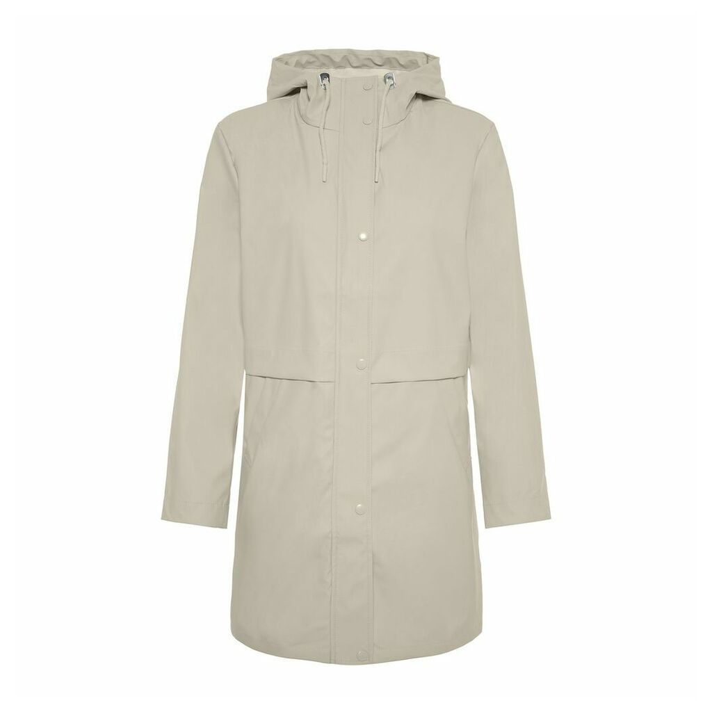 Zip-Up Hooded Mid-Length Trench Coat