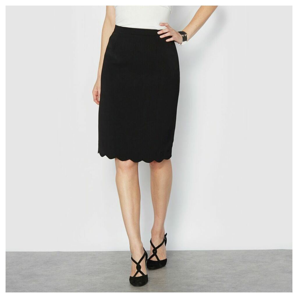Crêpe Pencil Skirt with Scalloped Detail