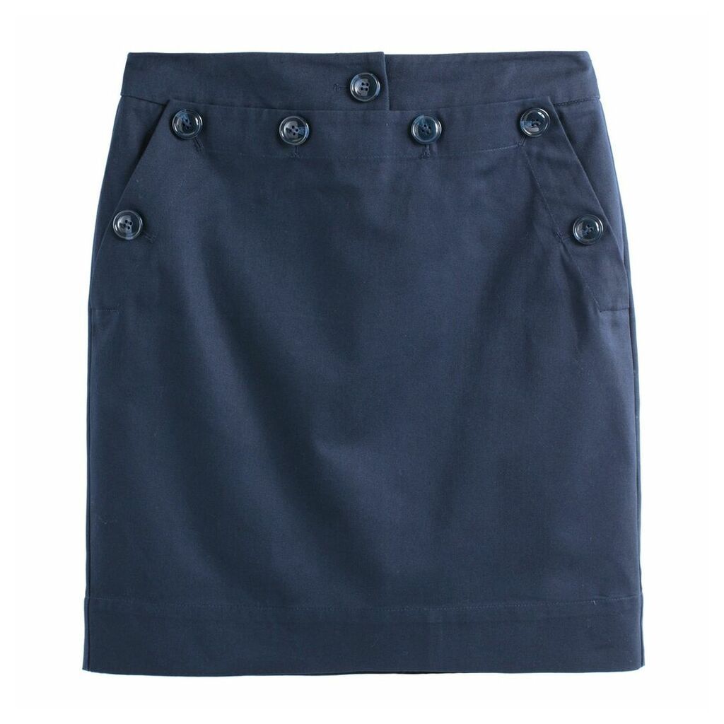 Buttoned Cotton Pencil Skirt