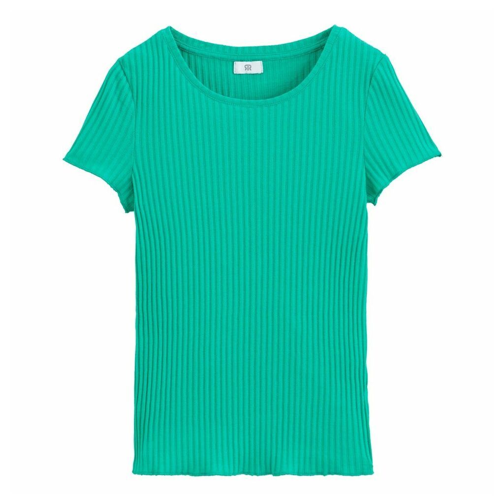 Cotton Ribbed Short-Sleeved T-Shirt