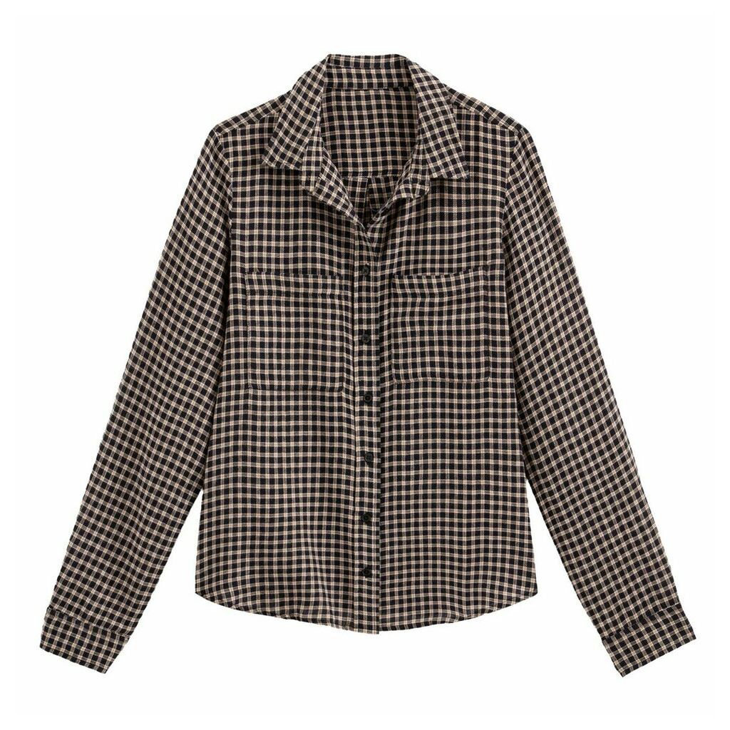 Cotton Checked Shirt with Long Sleeves and Pocket