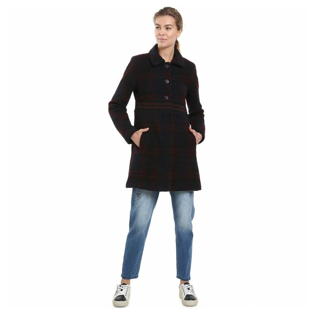 Wool Mix Checked Coat with Peter Pan Collar