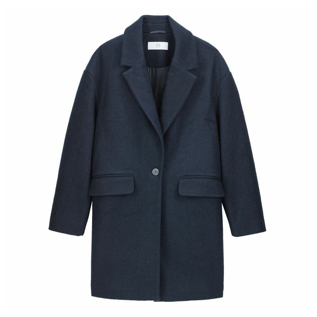 Single-Breasted Boyfriend Coat with 1 Button and Patch Pockets