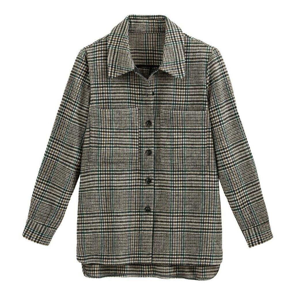 Checked Buttoned Jacket with Pockets