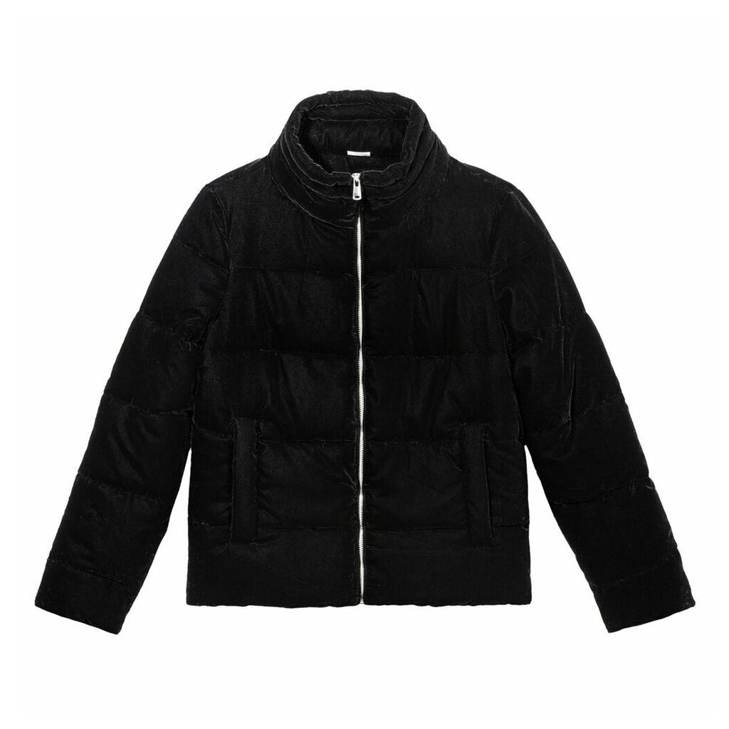 Smooth Velvet Padded Jacket with Pockets