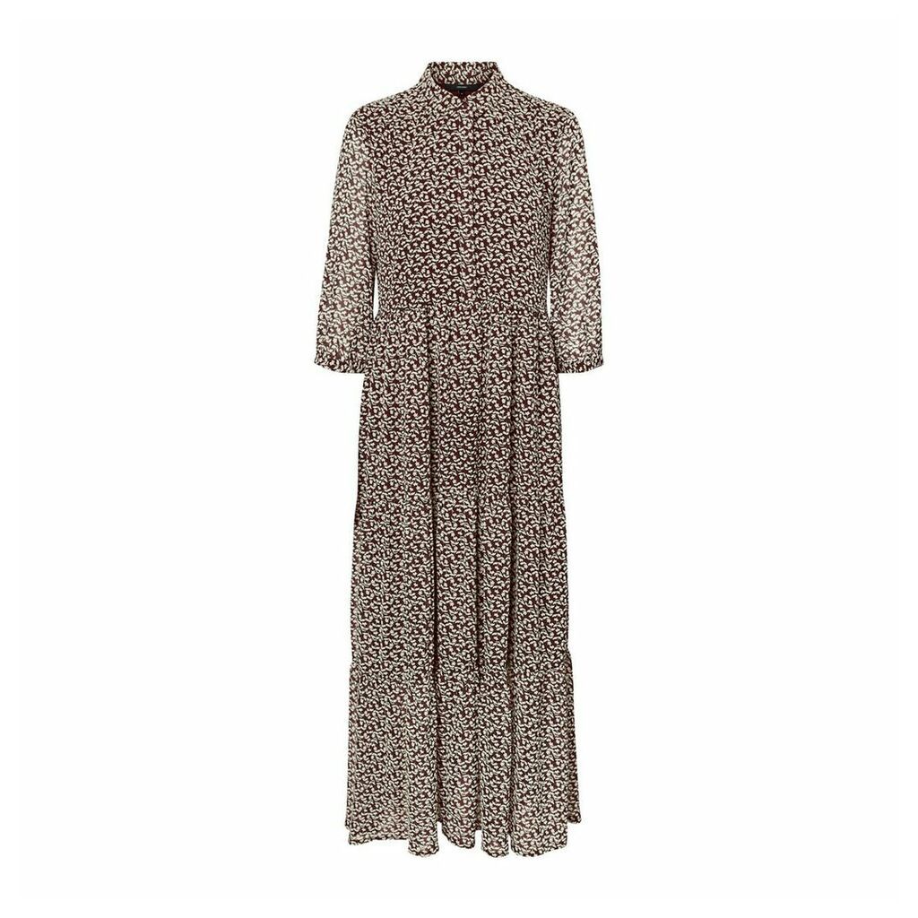 Maxi Shirt Dress in Floral Print with Long Sleeves