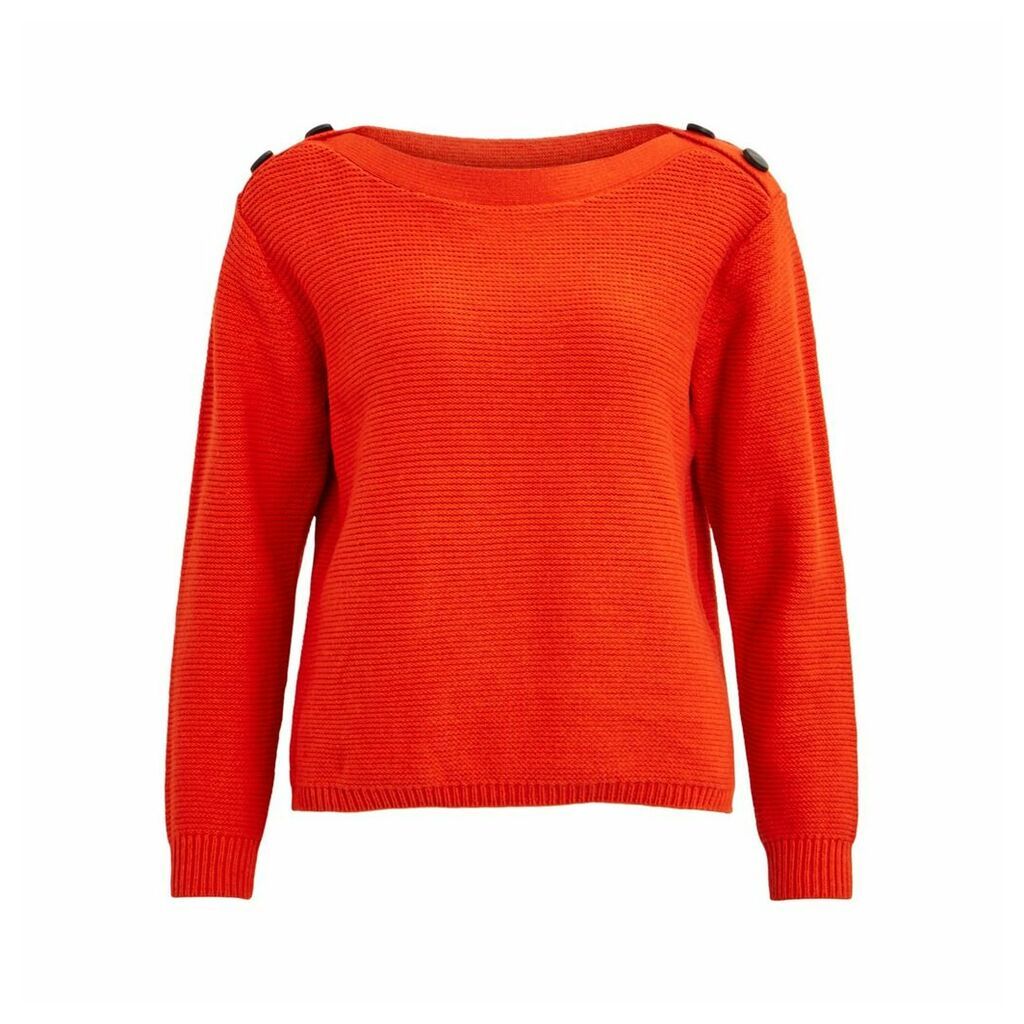 Boat Neck Jumper with Buttoned Shoulders