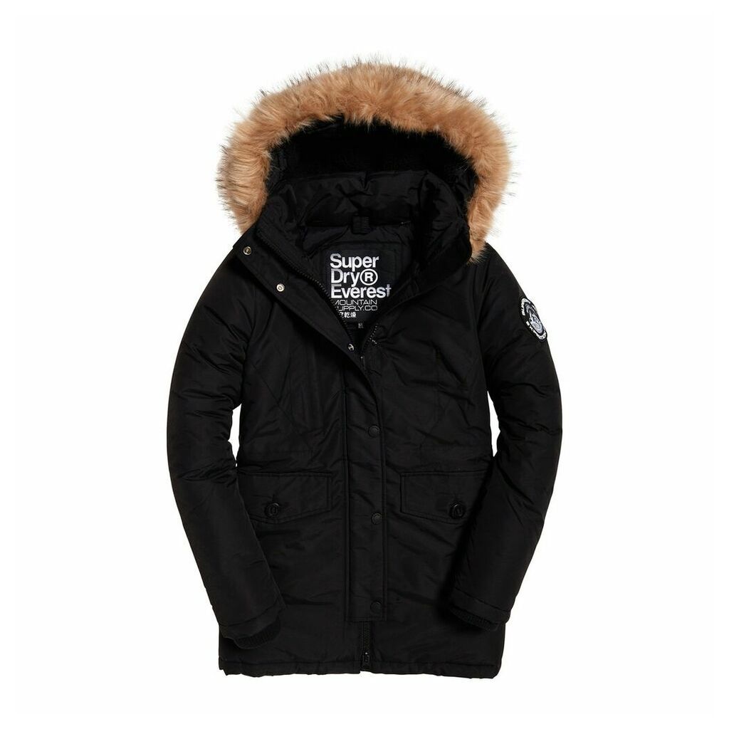 Ashley Everest Mid-Length Parka with Faux Fur Hood and Pockets
