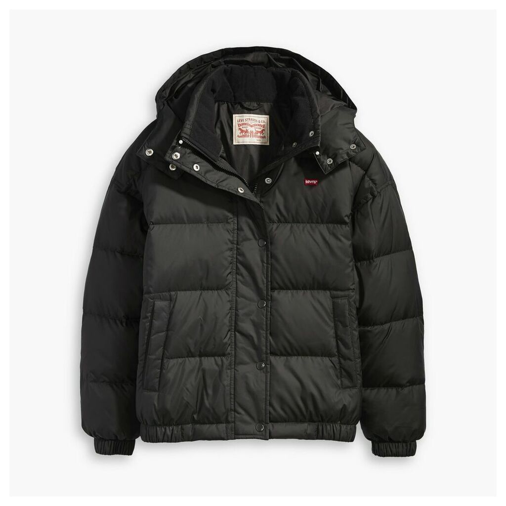 Short Down Padded Puffer Jacket with Hood and Pockets
