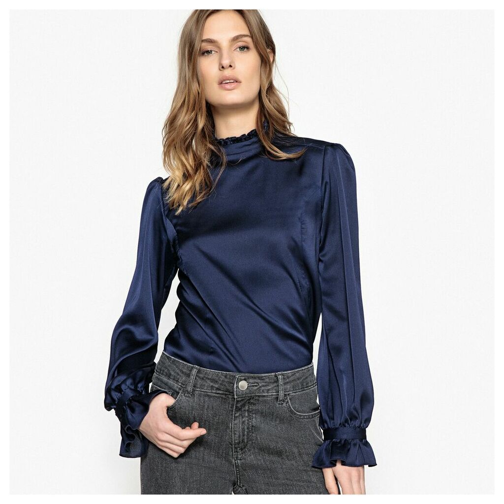 Ruffled Sleeve High Neck Blouse