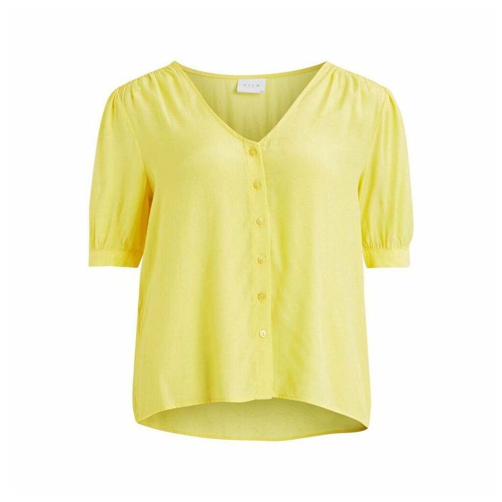 Vijaqas Buttoned Blouse with Short Puff Sleeves
