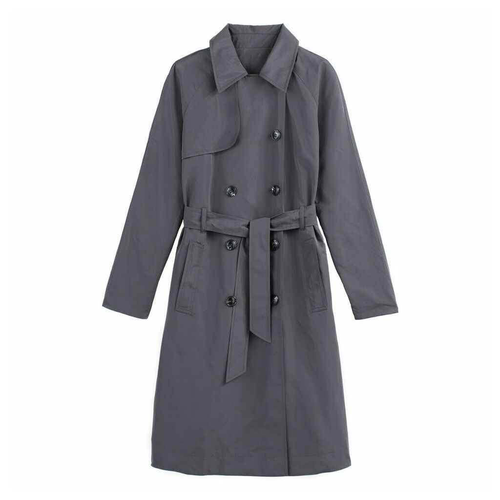Mid-Length Double-Breasted Trench Coat with Pockets