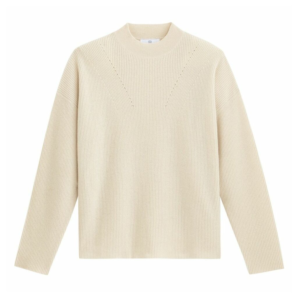 Cashmere Ribbed Jumper with High Neck