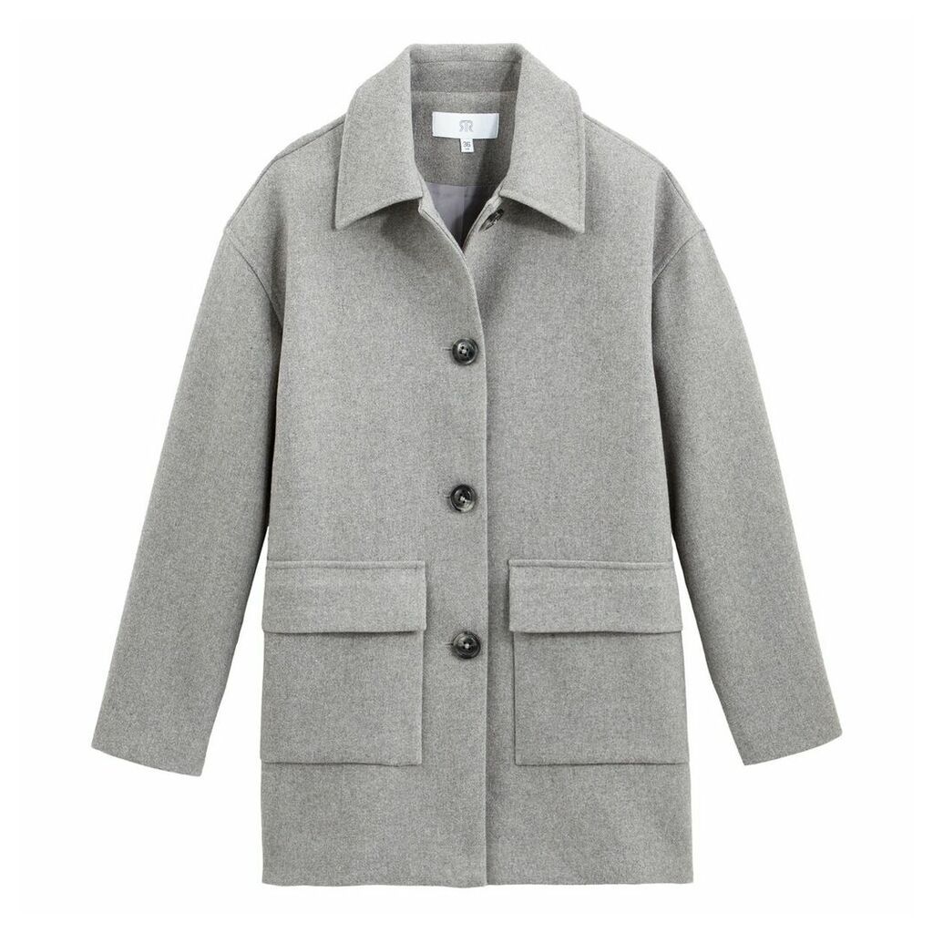 Mid-Length Single-Breasted Coat with Pockets