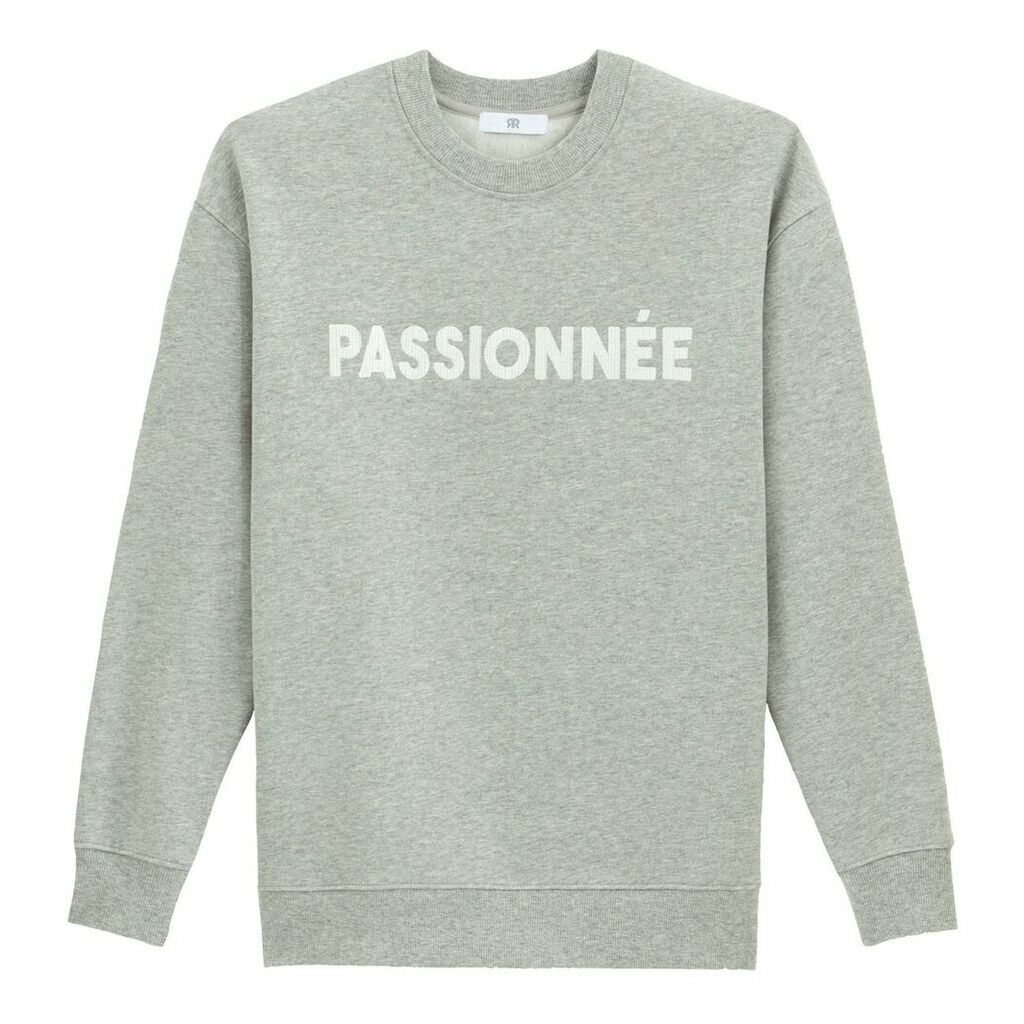 Cotton Mix Sweatshirt with French Slogan