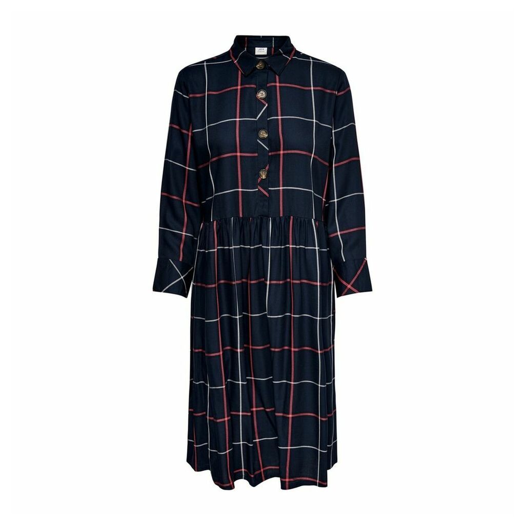 Short Checked Shirt Dress with Long Sleeves