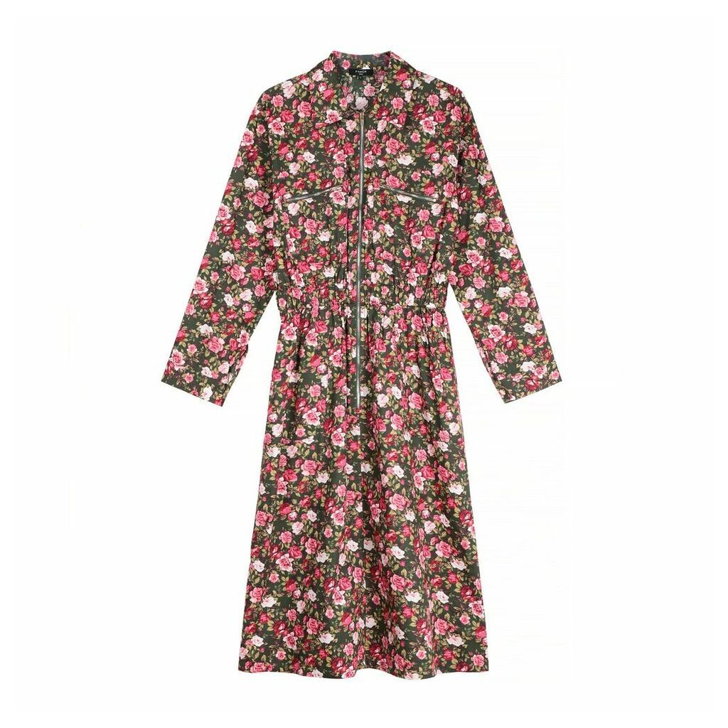 Abelina Cotton Mid-Length Dress in Floral Print