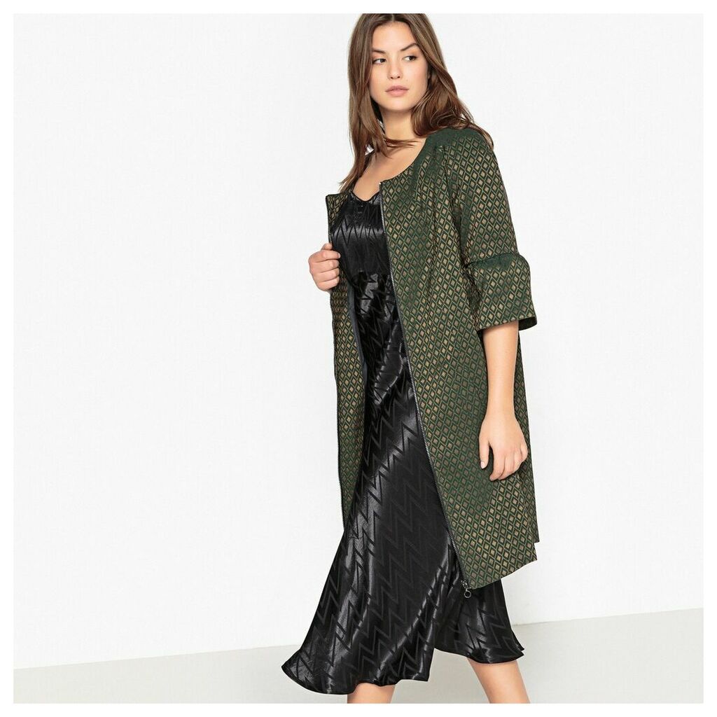 Jacquard Coat with Flared Sleeves