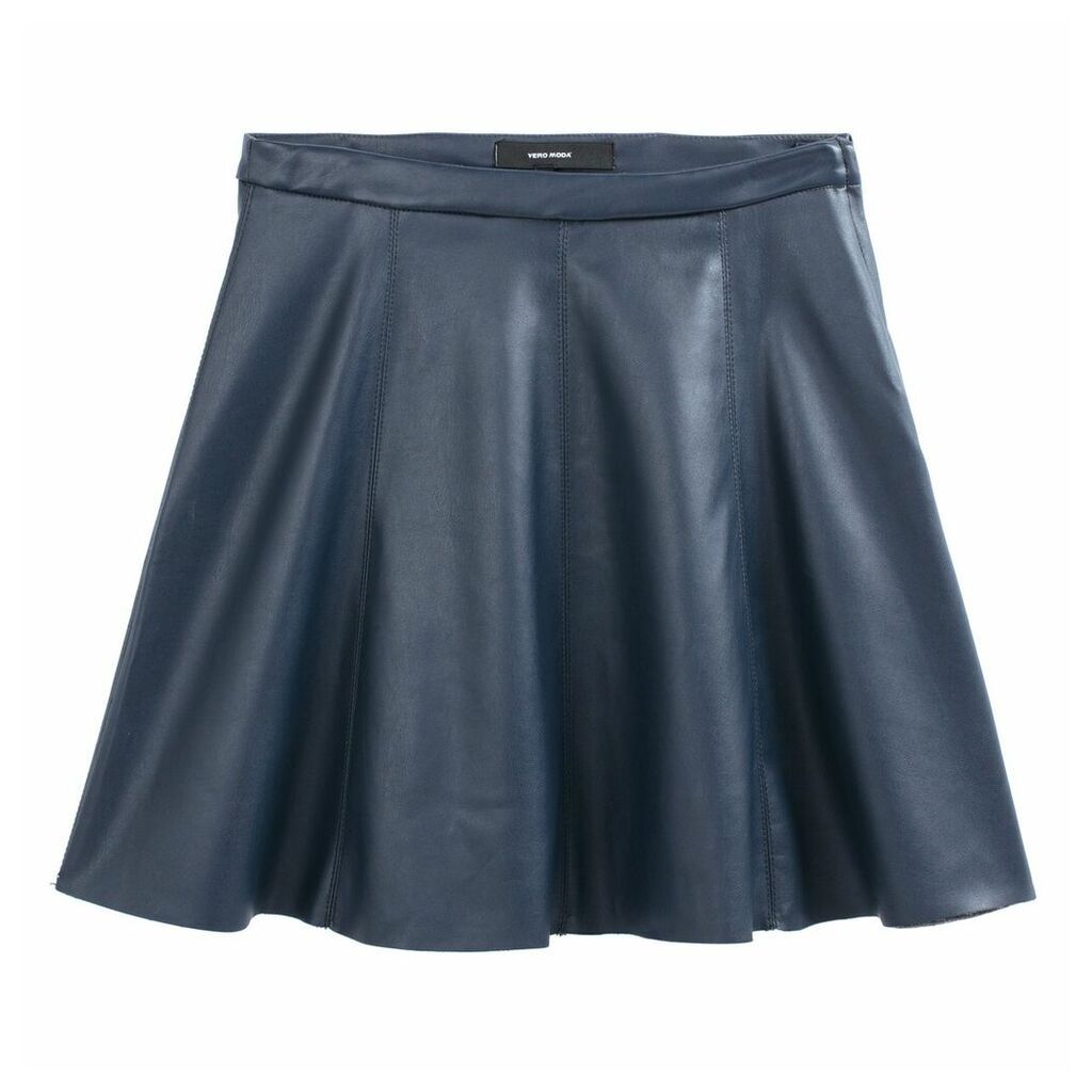 Faux Leather Short A-Line Skirt
