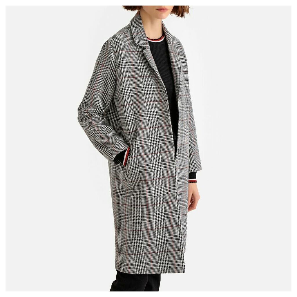 Checked Single-Breasted Boyfriend Coat with Pockets