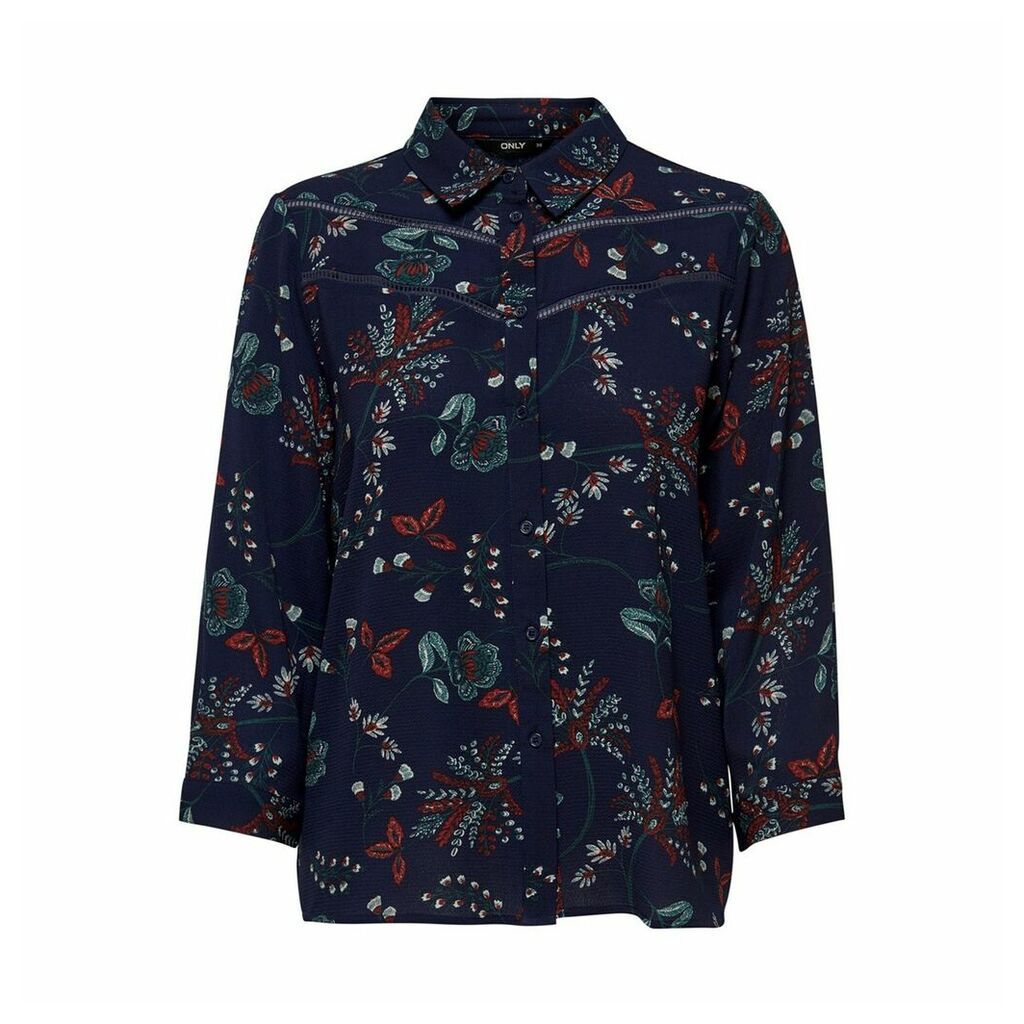 Floral Print Shirt with 3/4 Length Sleeves