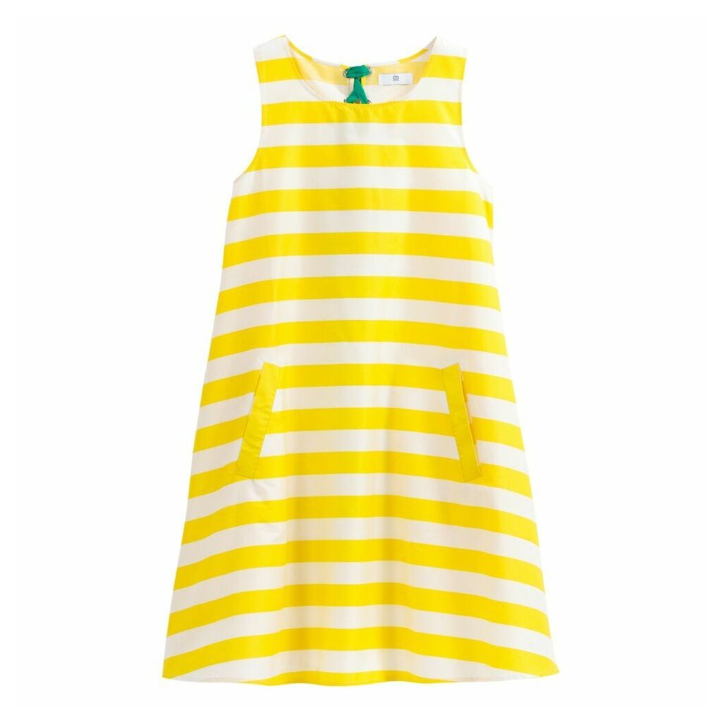 Striped A-Line Dress with Back Bow