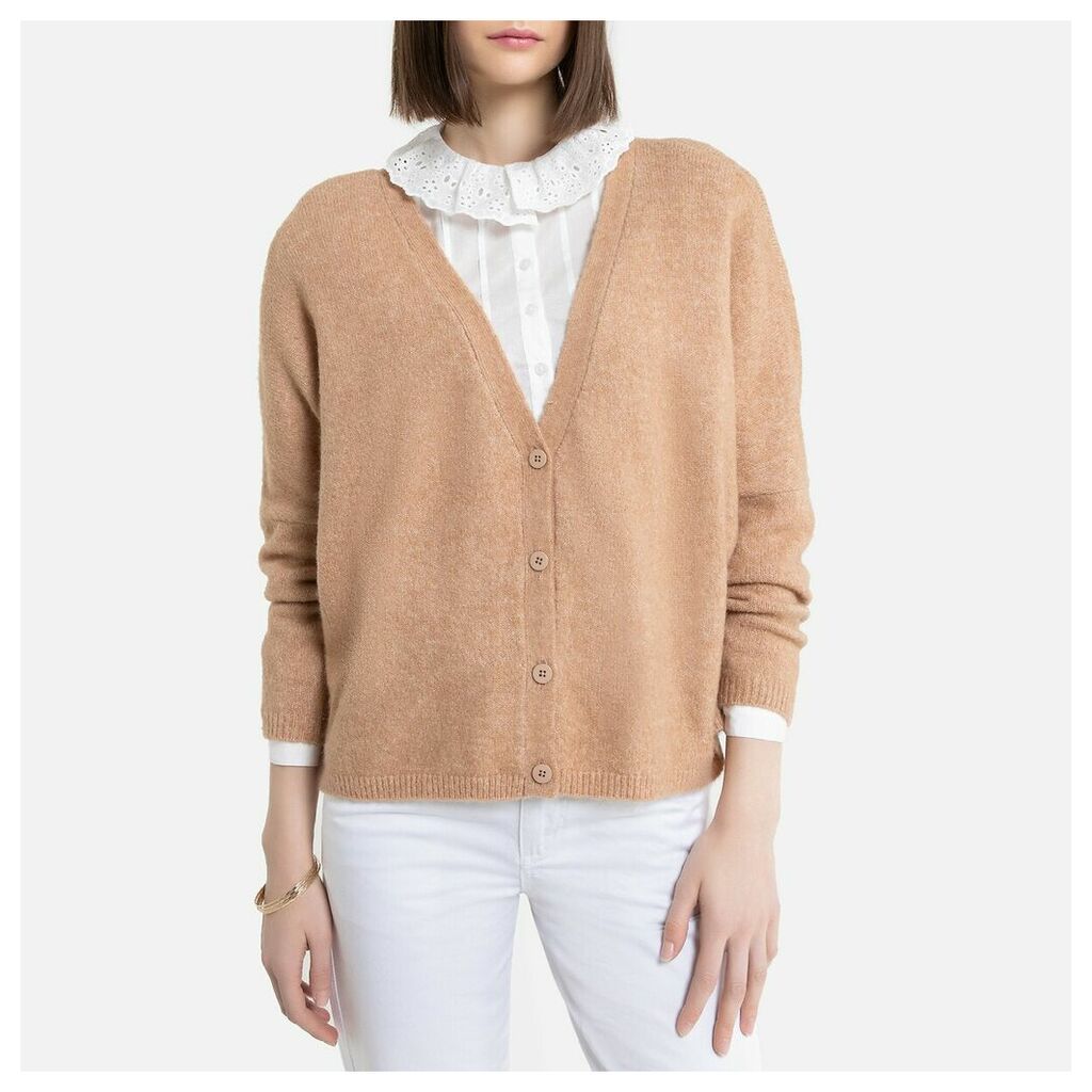 Relaxed Fit Cardigan in Fluffy Soft Knit with V-Neck