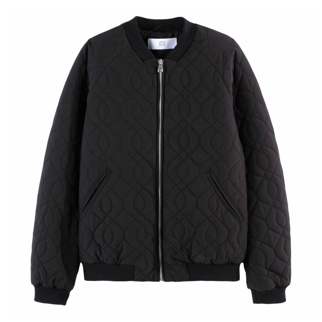 Quilted Padded Bomber Jacket with Pockets