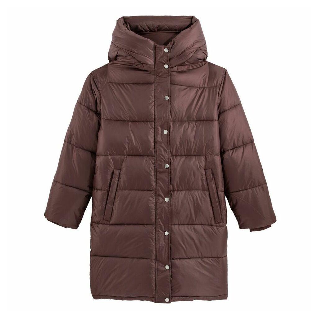 Mid-Length Hooded Padded Puffer Jacket with Pockets