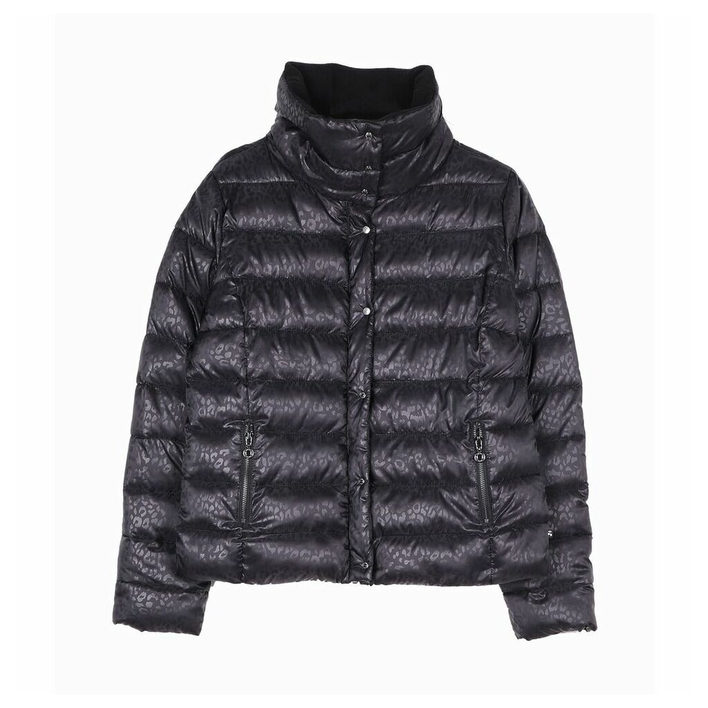 Leopard Print Padded Puffer Jacket with High Collar and Pockets