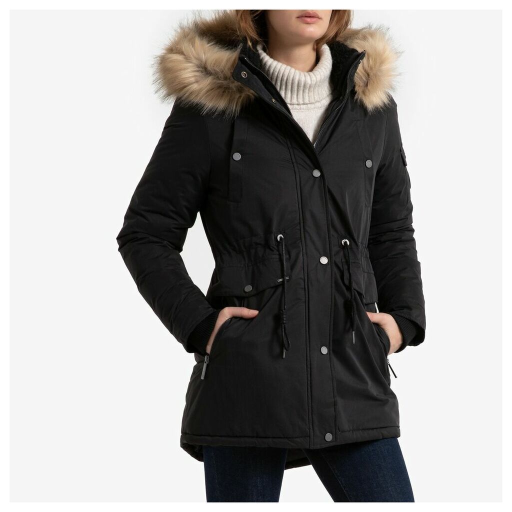 Nadar Mid-Length Parka with Faux Fur Hood and Pockets