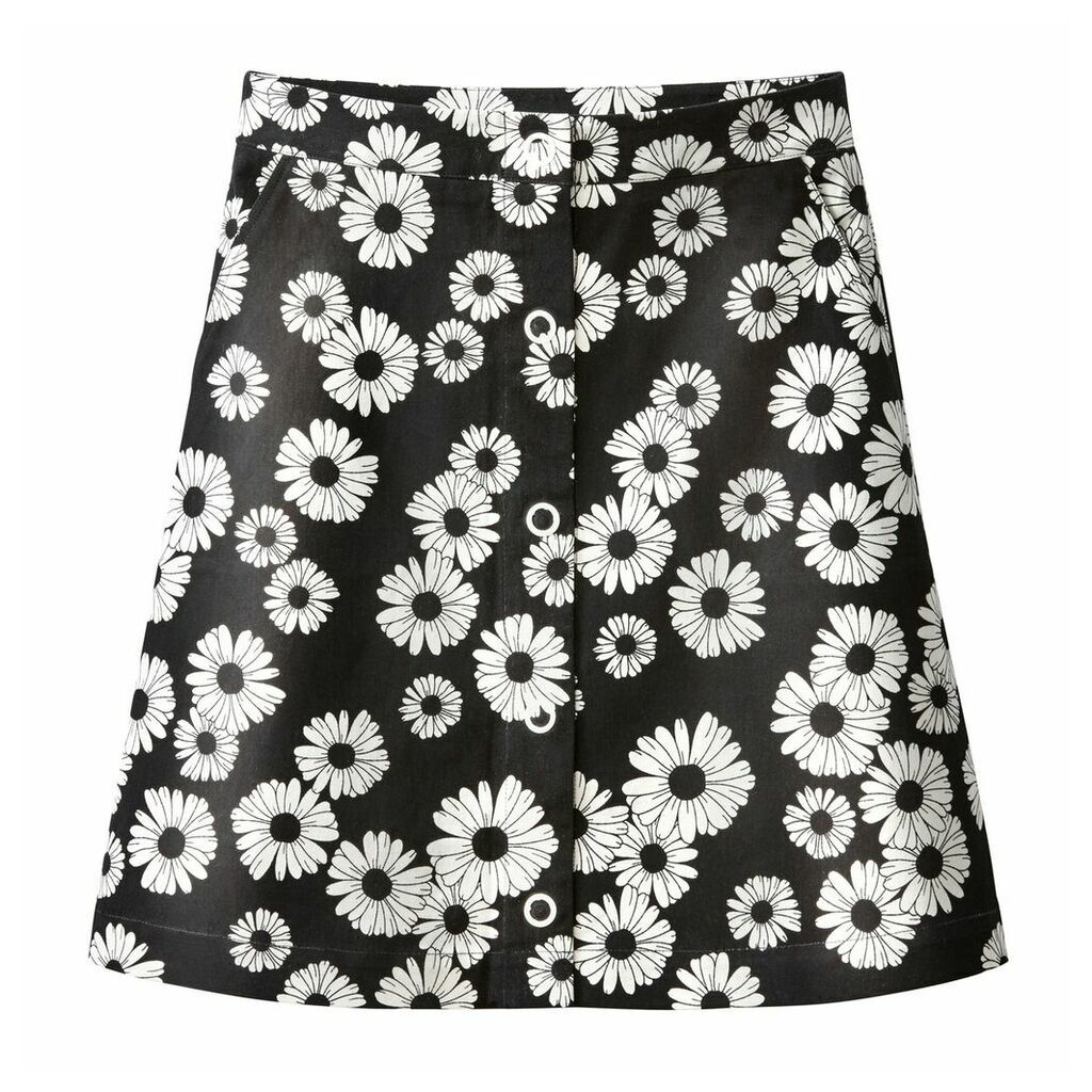 Daisy Print Buttoned Skirt