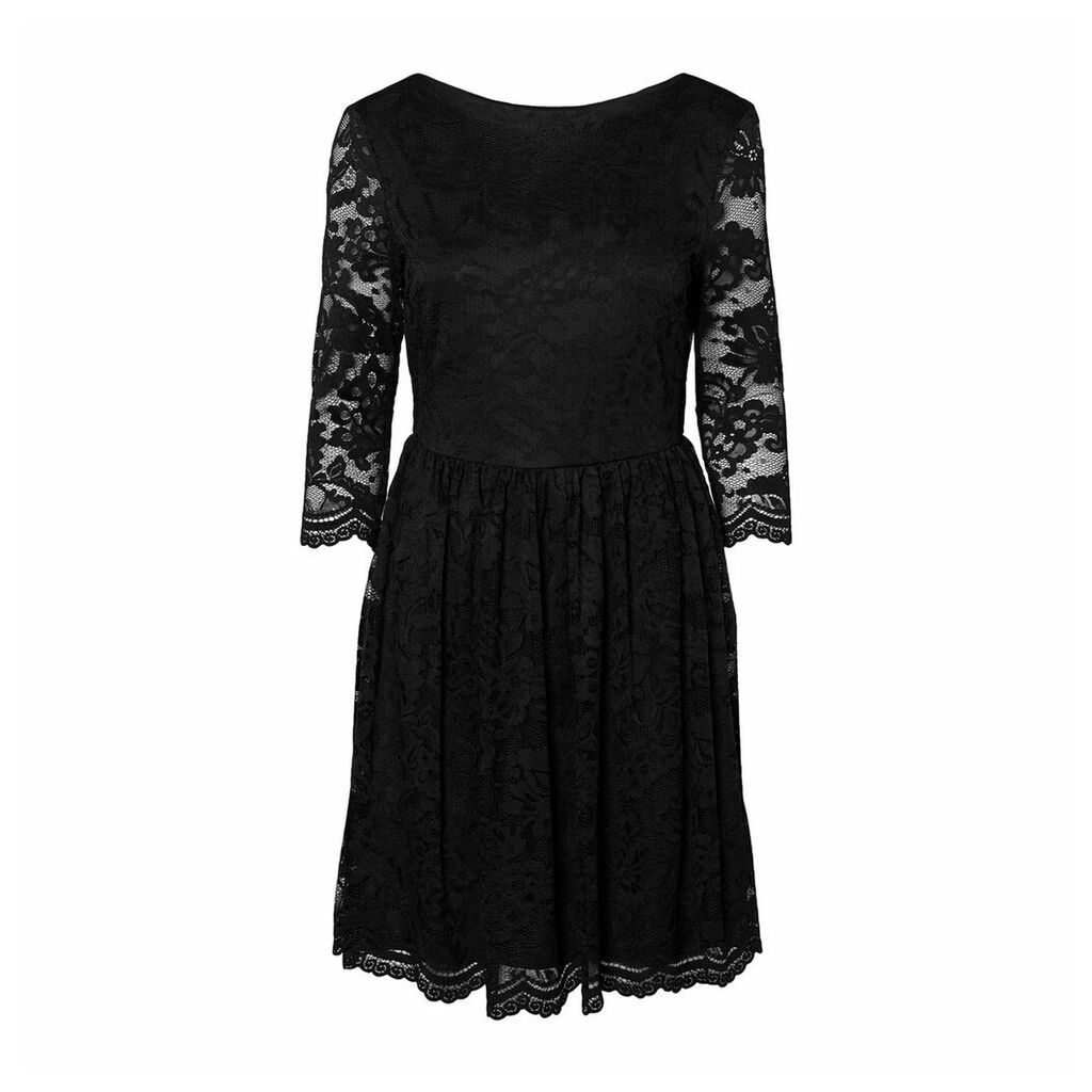 Laced Flared Dress with 3/4 Length Sleeves