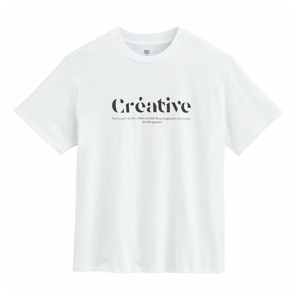 Cotton T-Shirt with Creative French Slogan Print