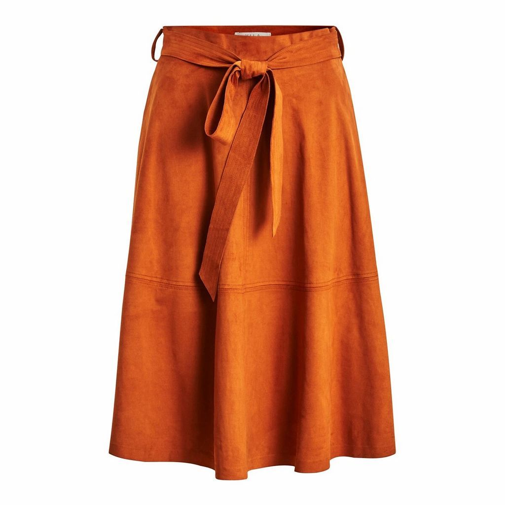 Midi Skirt with High Tie-Waist