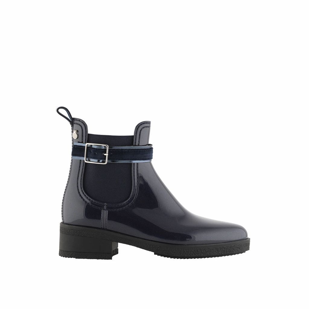 Luz Patent Chelsea Wellies with Chunky Heel