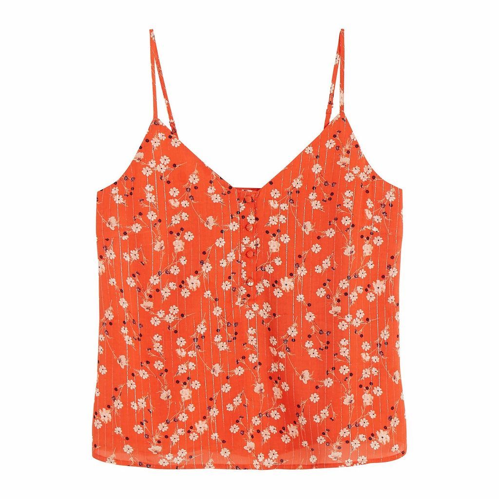 Floral Print Cami with Buttoned Front