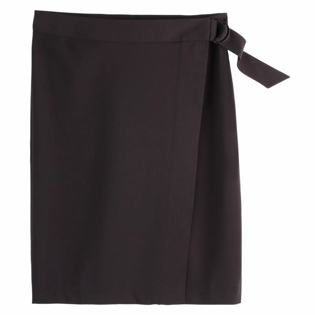 Mini Wrapover Skirt with Buckled Belt