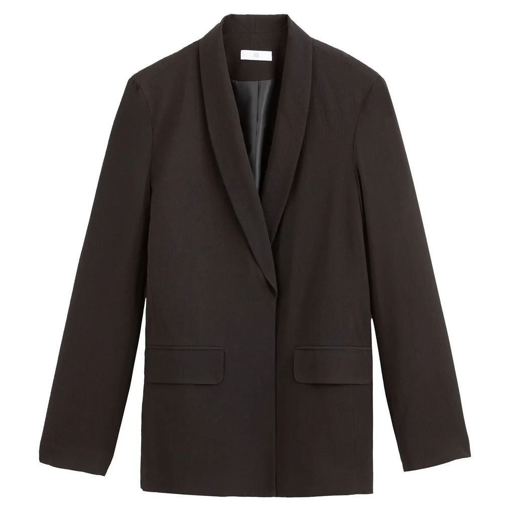 Longline Straight Single-Breasted Blazer with Pockets