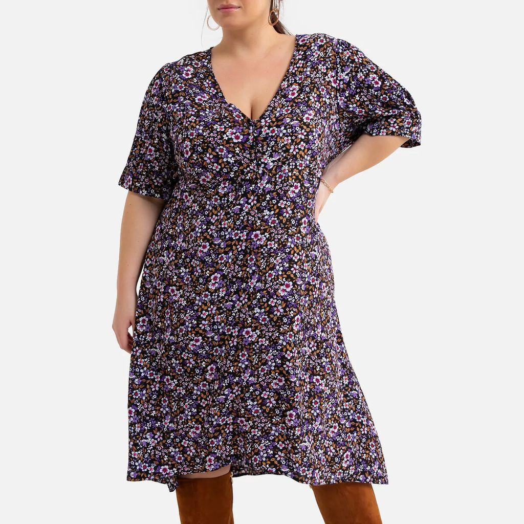 Floral Print Midi Dress with Short Sleeves