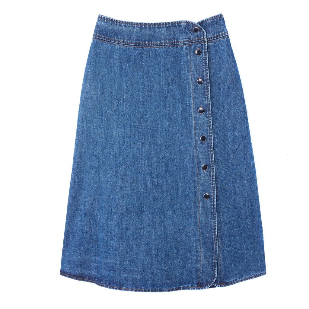 Denim Midi Skirt with Buttons