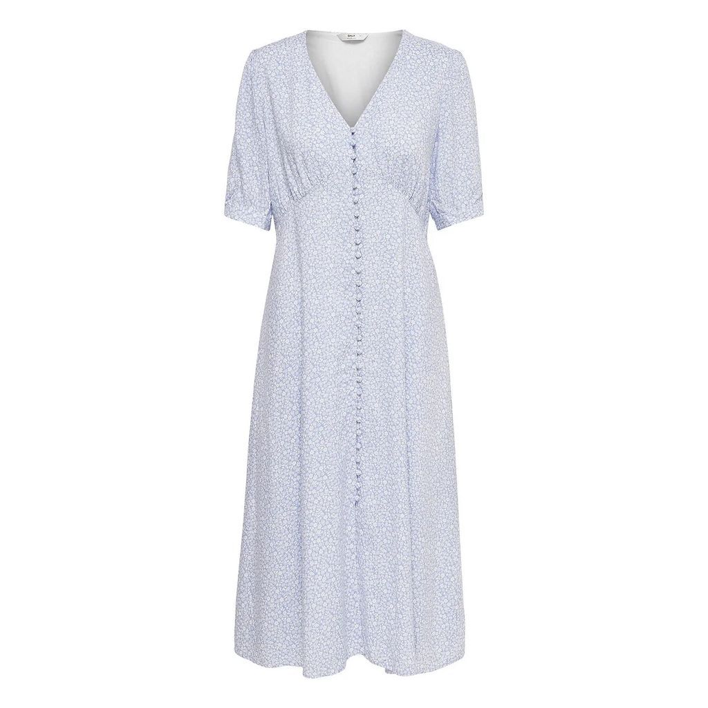 Buttoned Midi Dress with Short Sleeves